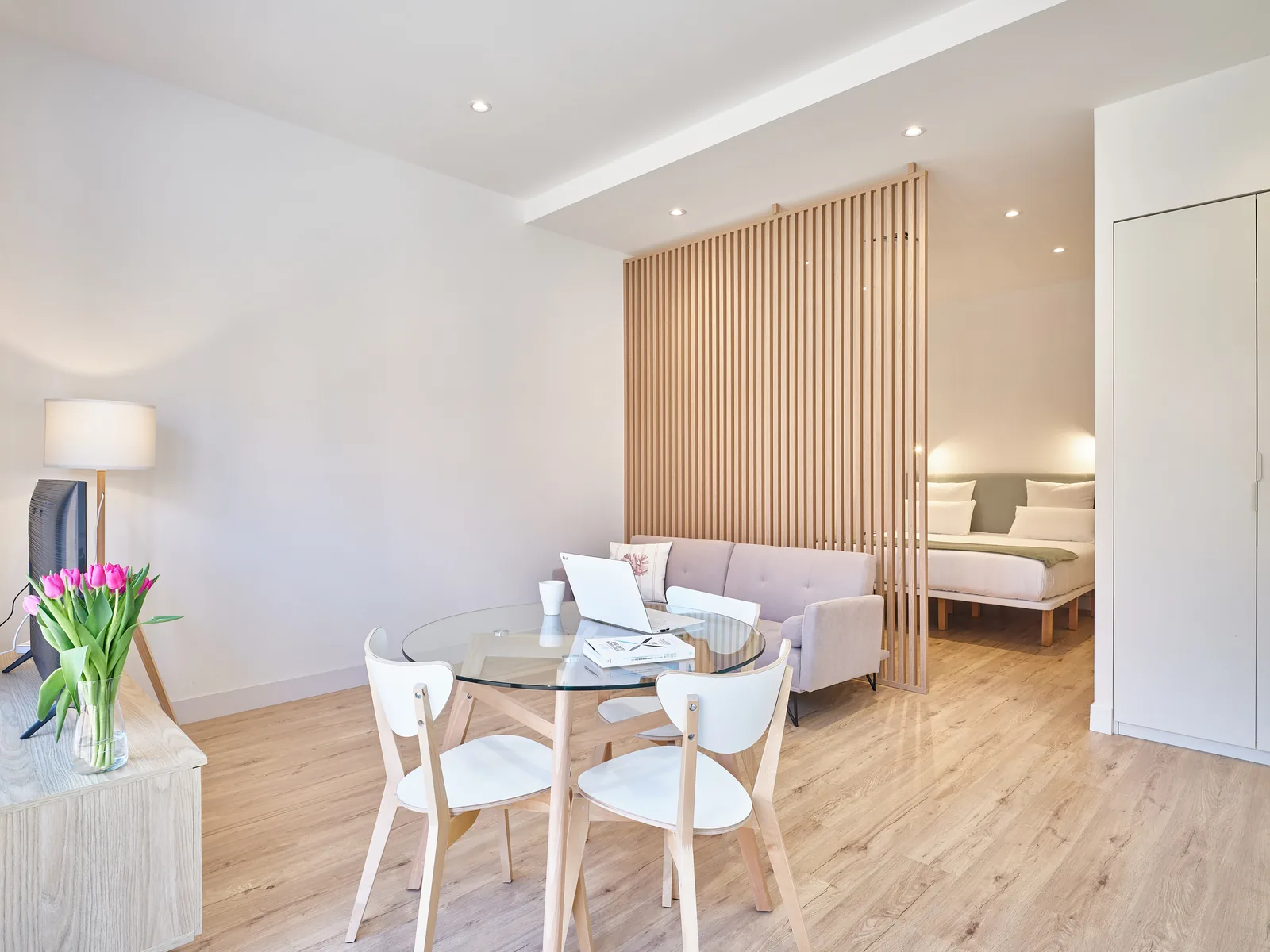 Matrimonial Suite — Overview of the living-dining area and bedroom, Paseo Suites Madrid